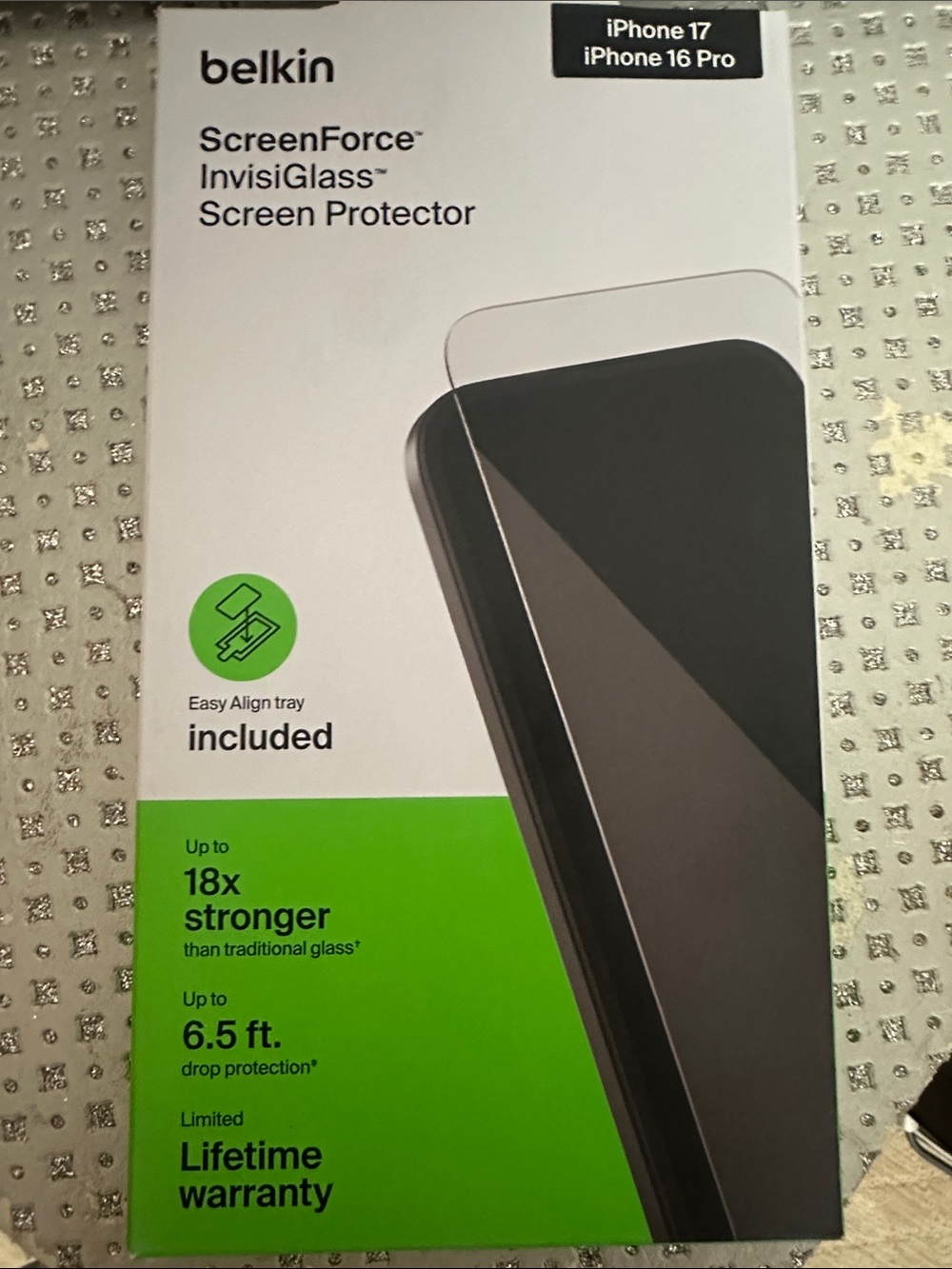 Belkin ScreenForce InvisiGlass Screen Protector for iPhone 17 or 16 Pro NIB